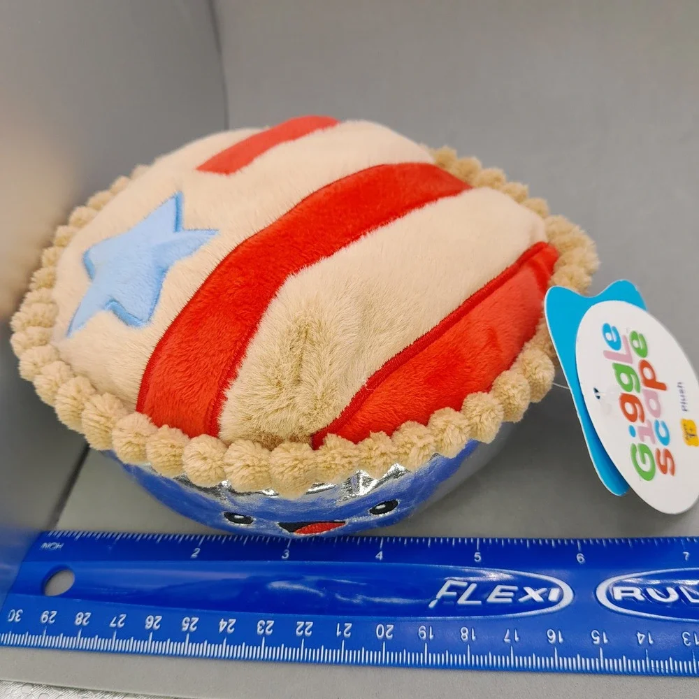 Giggle Scape Patriotic Cherry Pie Plush Toy Silver Red Blue Star New with Tags